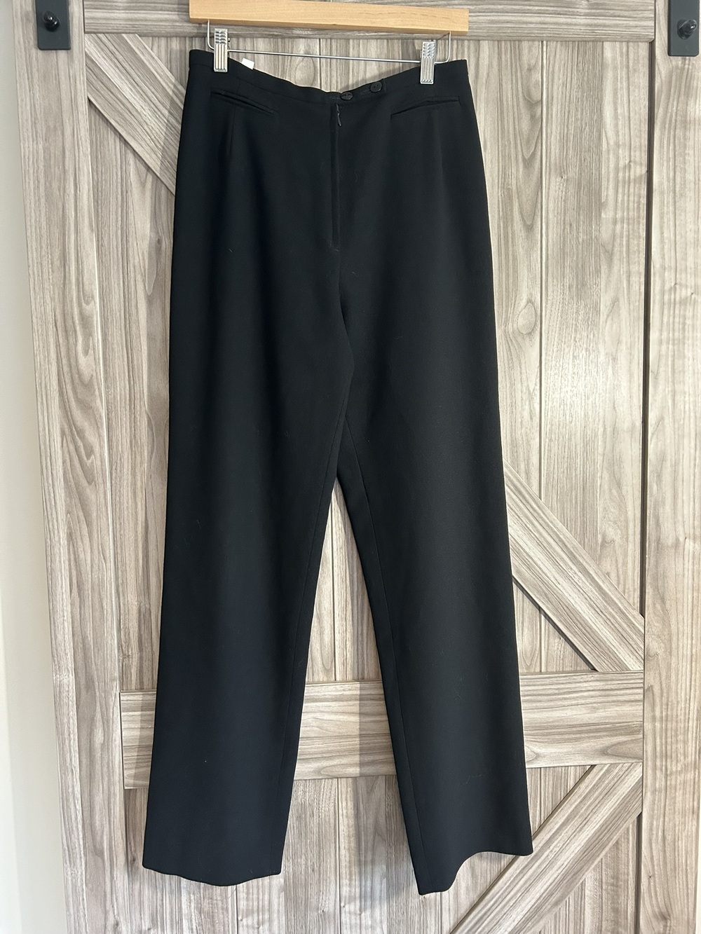 Vintage Tullo Black 100% Wool High Waisted Tailored Trousers Size 38 US 6 8